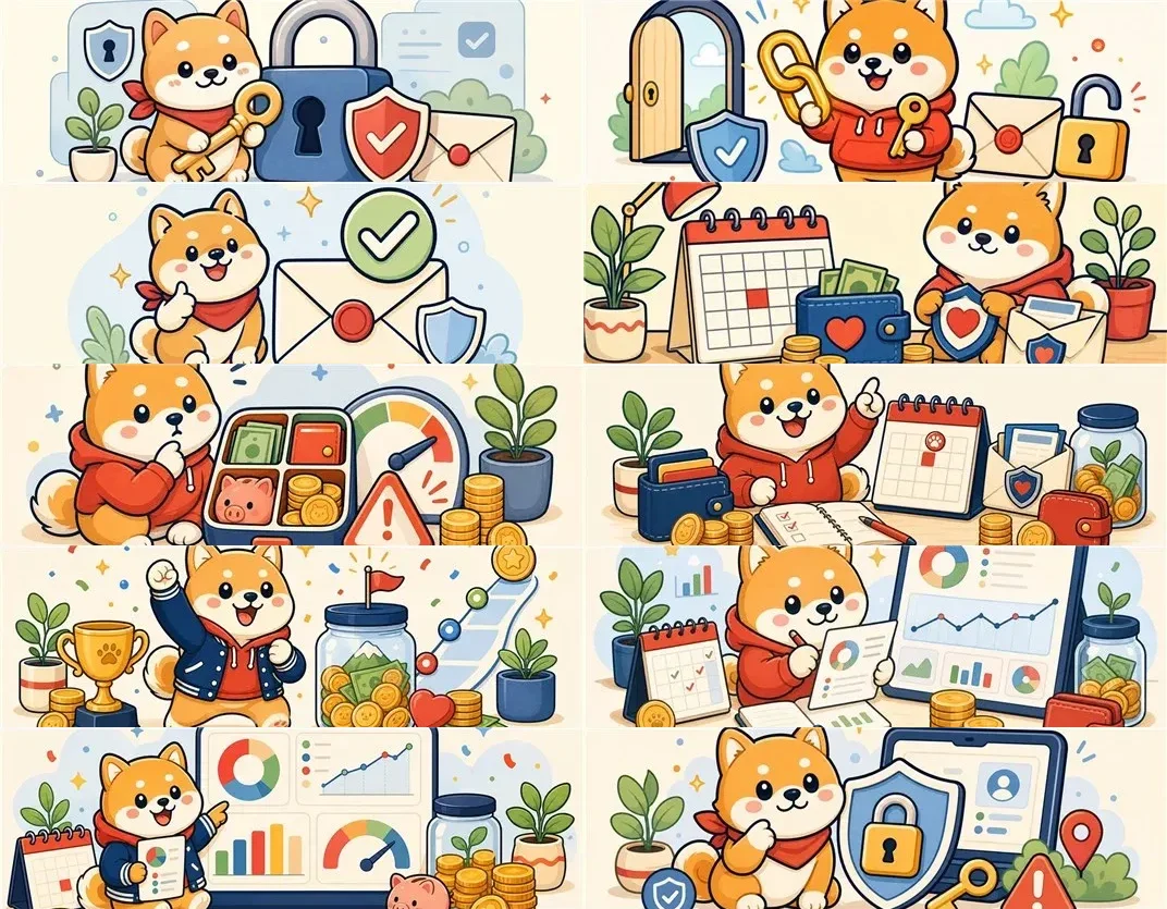 A cleaned contact sheet of MoolaMochi transactional email headers