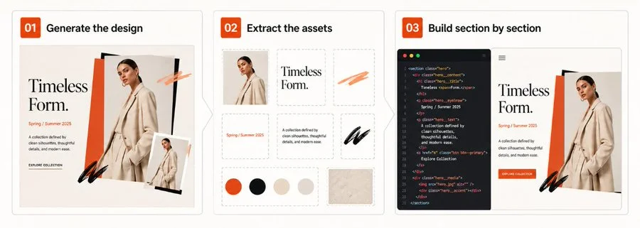 The Image-to-Code Workflow steps