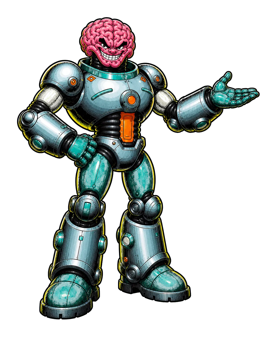 Bedrock Brains mascot presenting