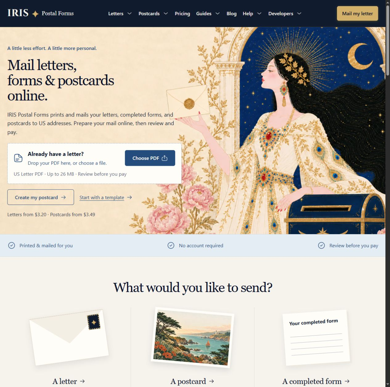 IRIS Postal Forms website preview